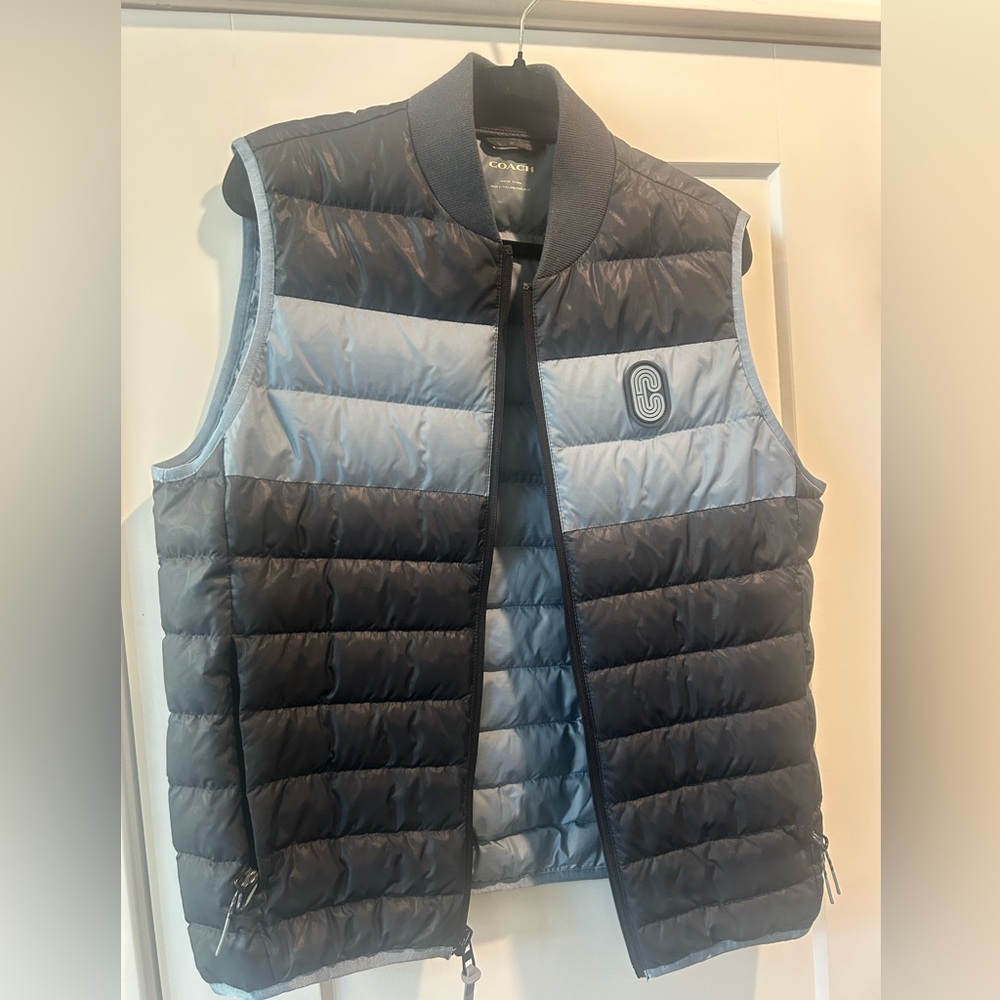 Coach Blue Color Block Down Vest